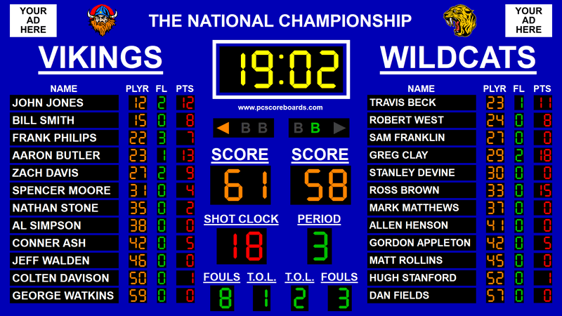 uitvinden Menstruatie Mentor Basketball Scoreboard Software - Premier v3 - Turn Your TV Into A Scoreboard !